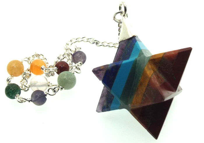 Chakra Gemstone Merkaba Bonded Star Pendulum