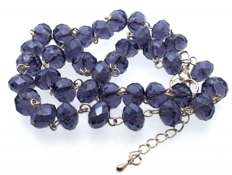 20 Inch Purple Crystal Glass Bead Necklace
