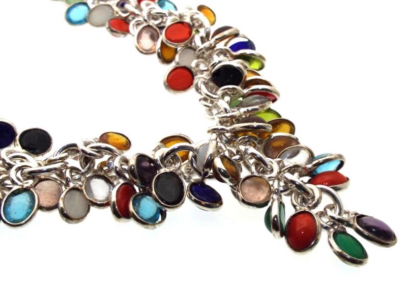 Multi Coloured Gemstone Gypsy Charm Necklace