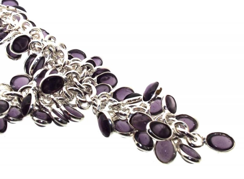 Lilac Amethyst Indian Silver Gypsy Charm Necklace