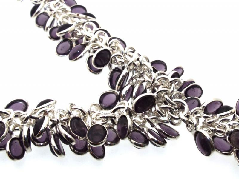 Lilac Amethyst Indian Silver Gypsy Charm Necklace