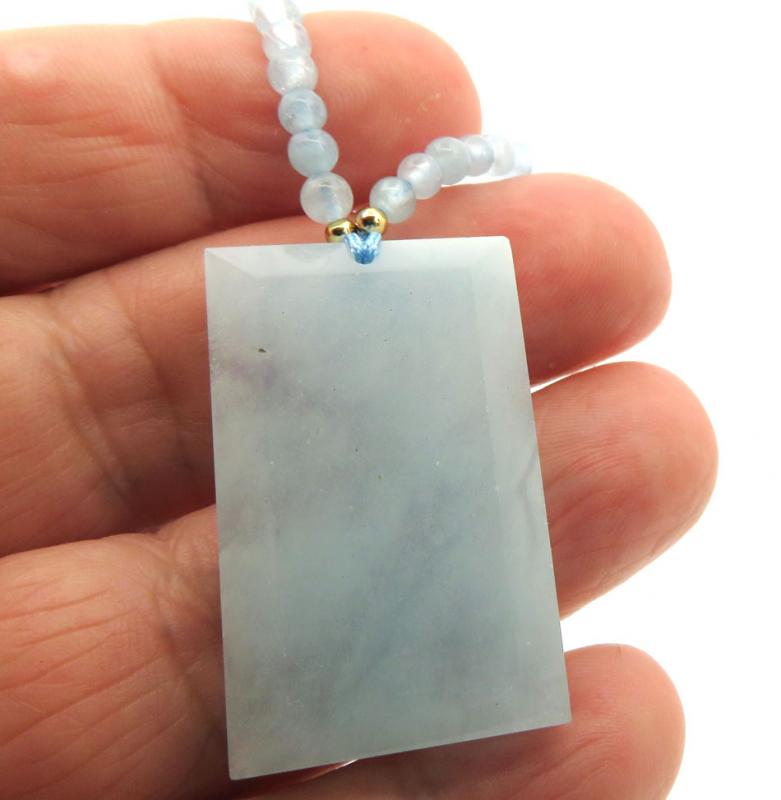 Aquamarine Gemstone 24 inch Necklace 02