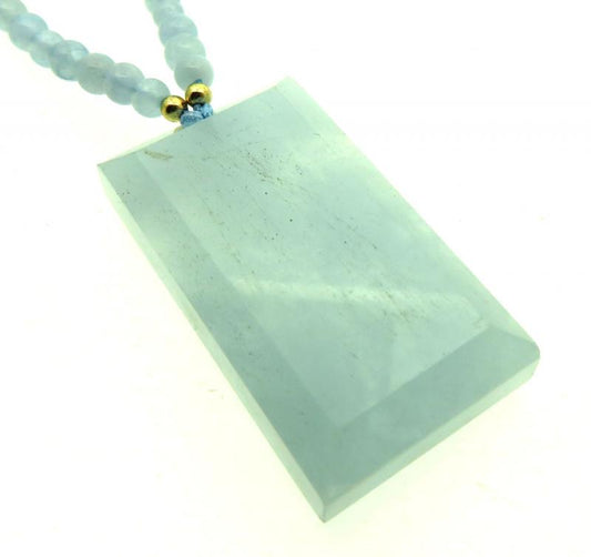 Aquamarine Gemstone 24 inch Necklace 03