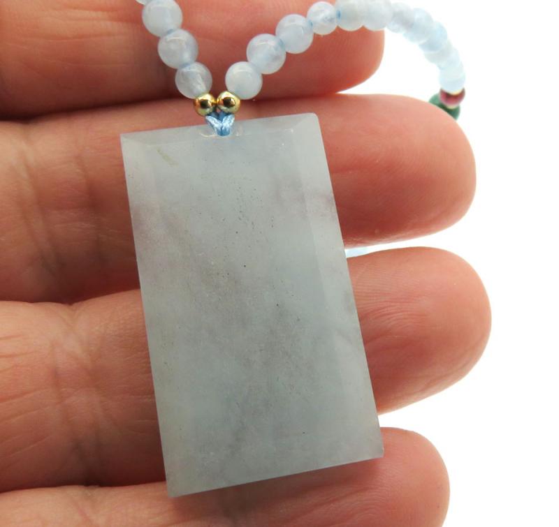 Aquamarine Gemstone 24 inch Necklace 03
