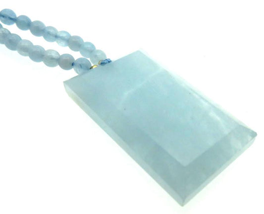 Aquamarine Gemstone 24 inch Necklace 04