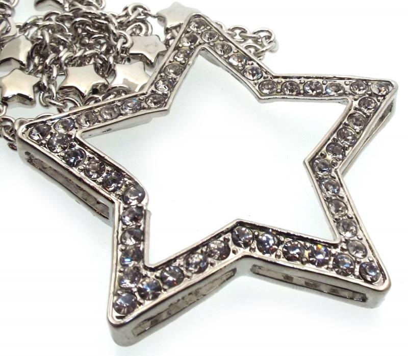Bling Large Metal Crystal Glass Star Necklace