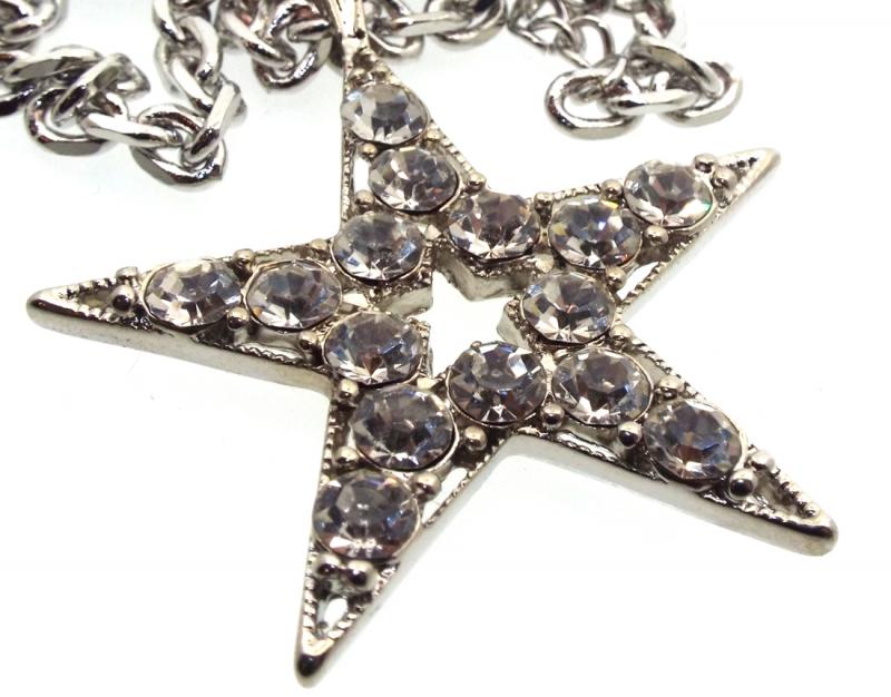 Bling Medium Metal Crystal Glass Star Necklace