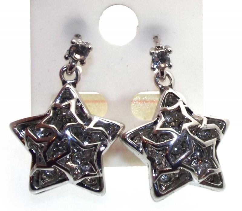 Bling Metal Crystal Glass Star Necklace and Earring Set