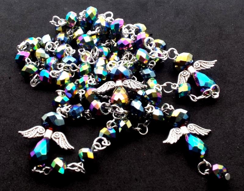 Titanium Aura Bead Rosary Necklace