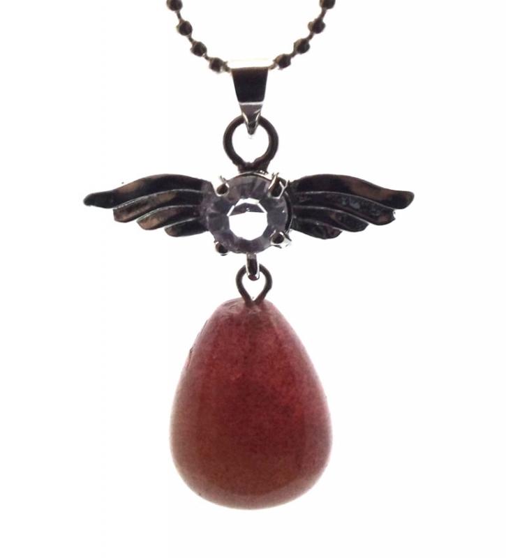 Angel Inspired Rasberry Quartz Gemstone Pendant