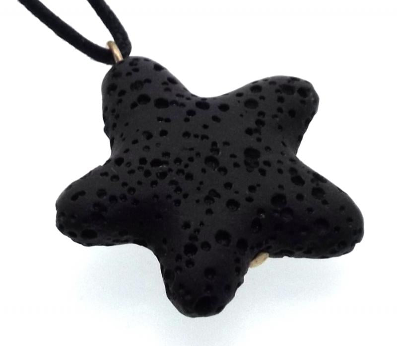 Small Natural Black Volcanic Lava Rock Star Pendant