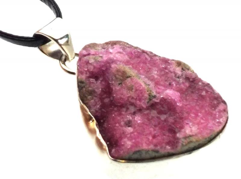 Cobalt Calcite Gemstone Sterling Silver Pendant 01