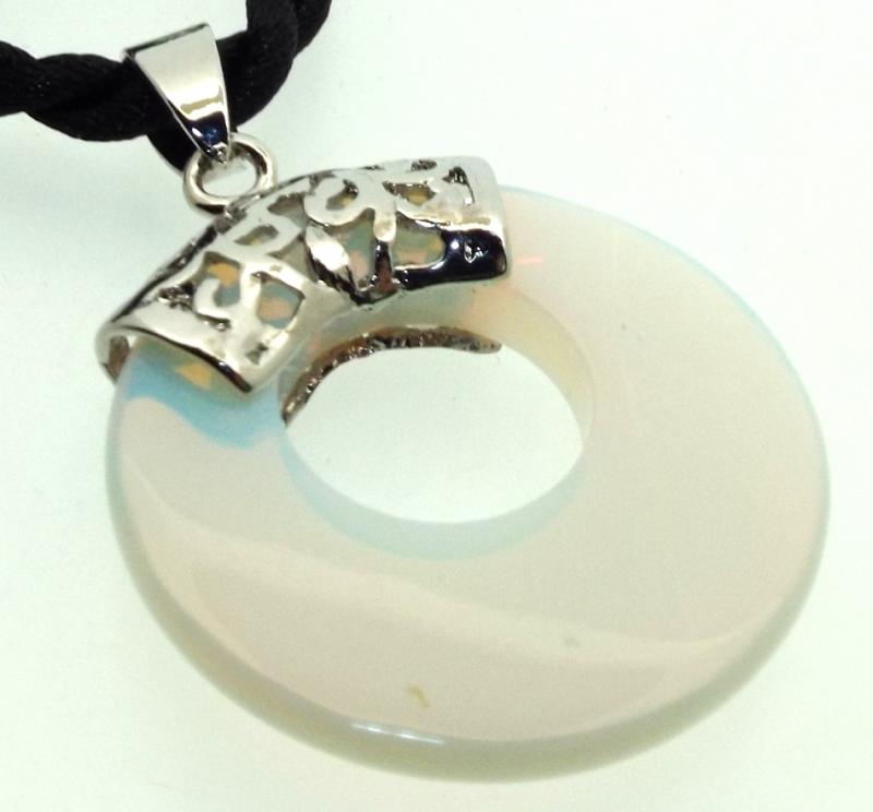 Opalite Gemstone Donut Filigree Pendant