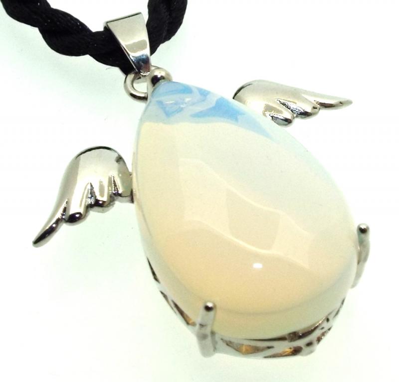 Opalite Gemstone Guardian Angel Pendant
