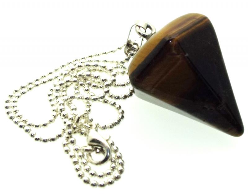 Tigers Eye Gemstone Hexagon Pendulum Point Pendant