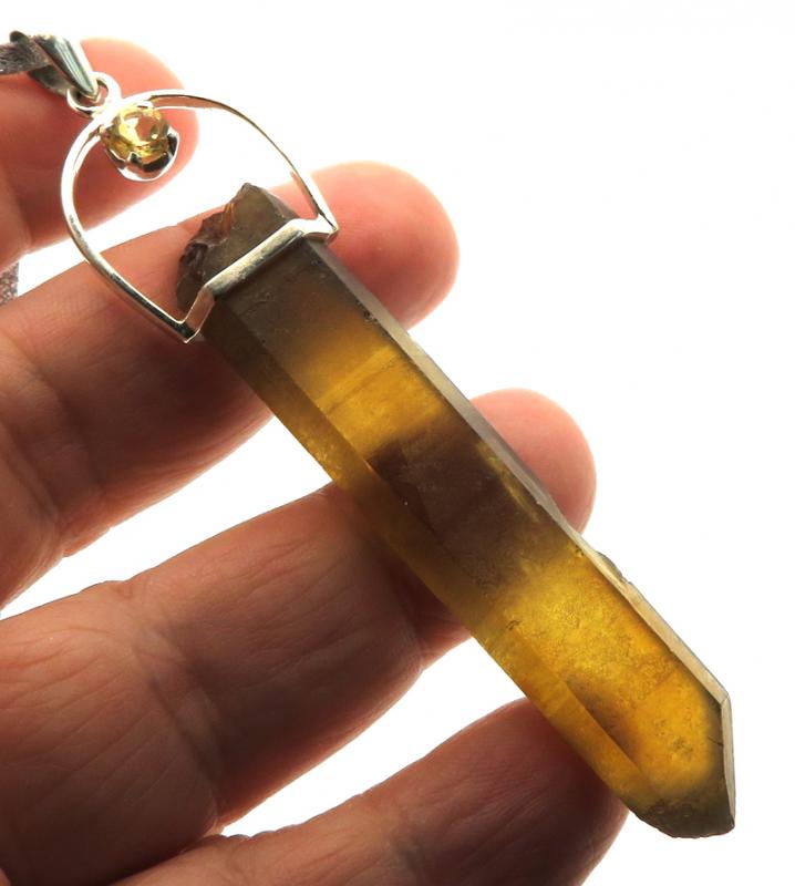 Natural Smoky Citrine Gemstone Point Pendant 01