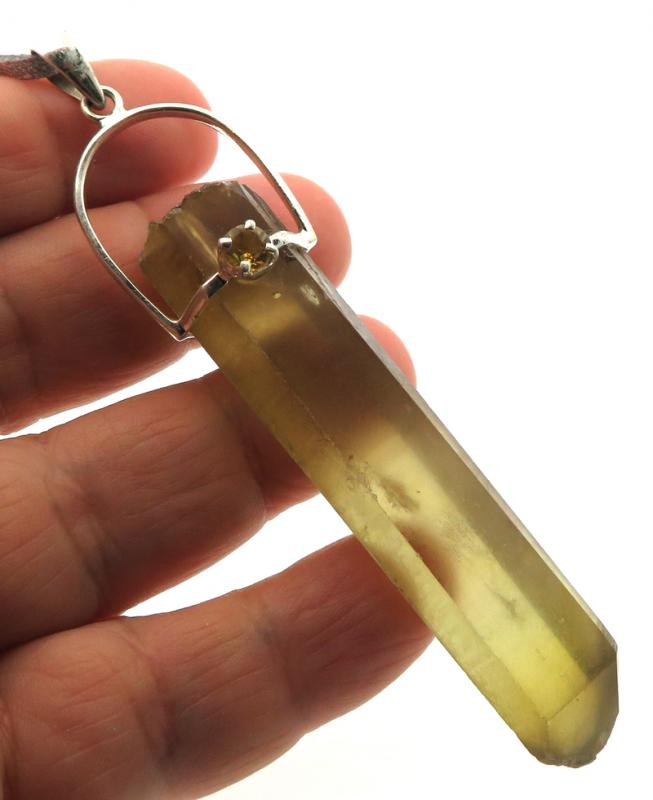 Natural Smoky Citrine Gemstone Point Pendant 04