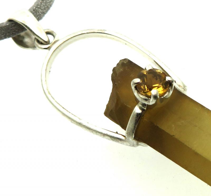 Natural Smoky Citrine Gemstone Point Pendant 07
