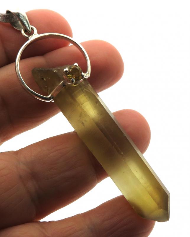 Natural Smoky Citrine Gemstone Point Pendant 09