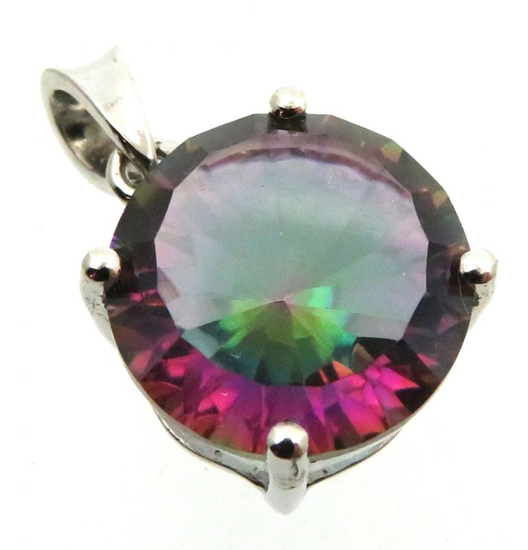 Mystic Topaz Gemstone Sterling Silver Pendant 04