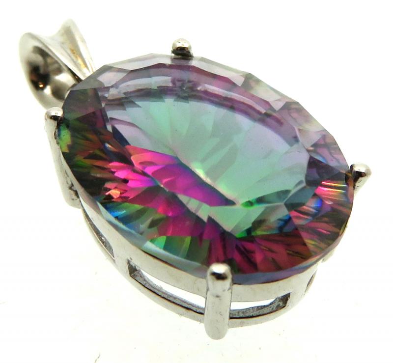 Mystic Topaz Gemstone Sterling Silver Pendant 07