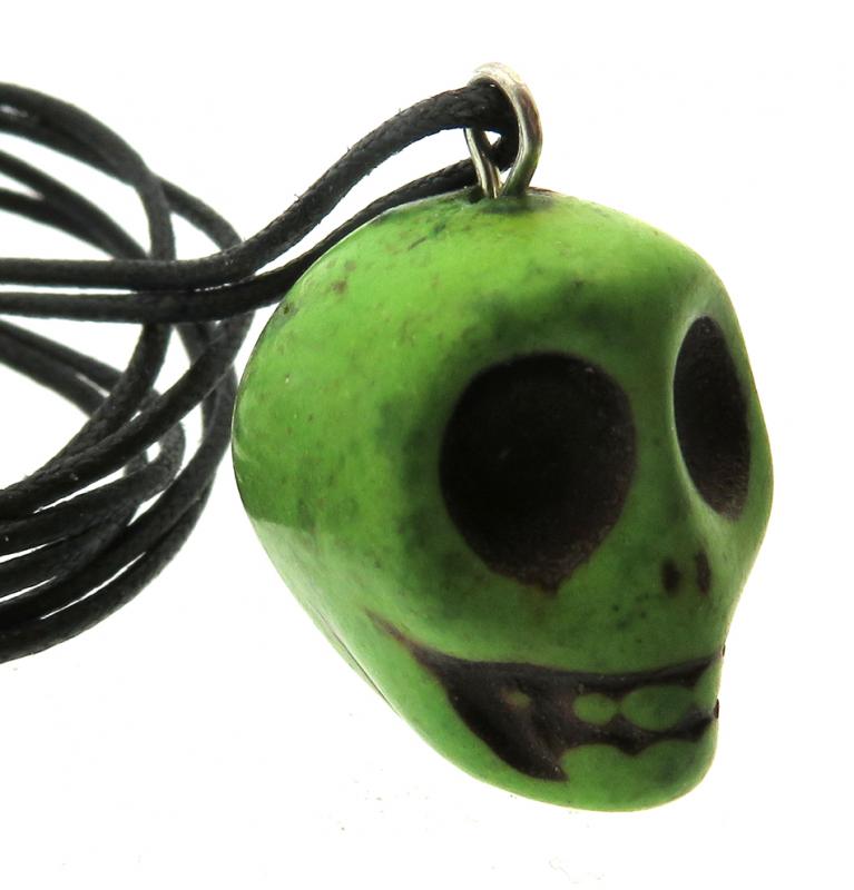 Coloured Green Stone Skull Pendant
