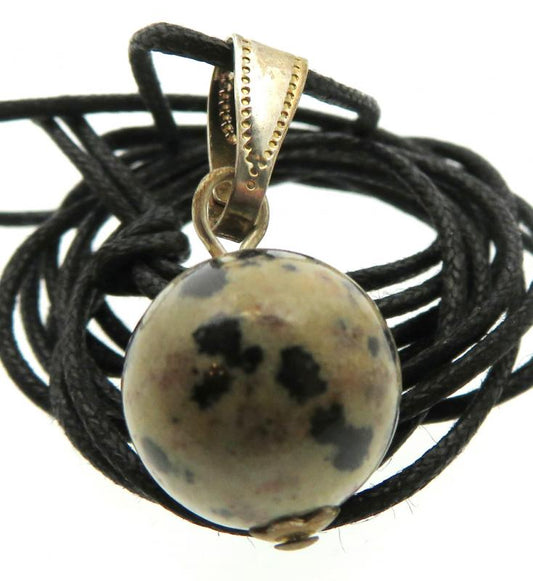 12mm Dalmation Jasper Gemstone Sphere Pendant