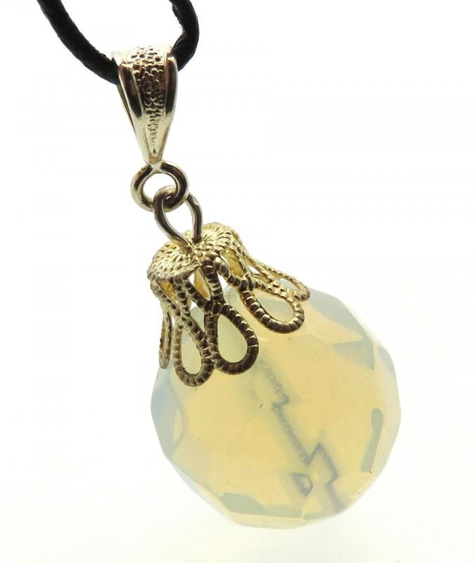15mm Opalite Faceted Gemstone Sphere Pendant