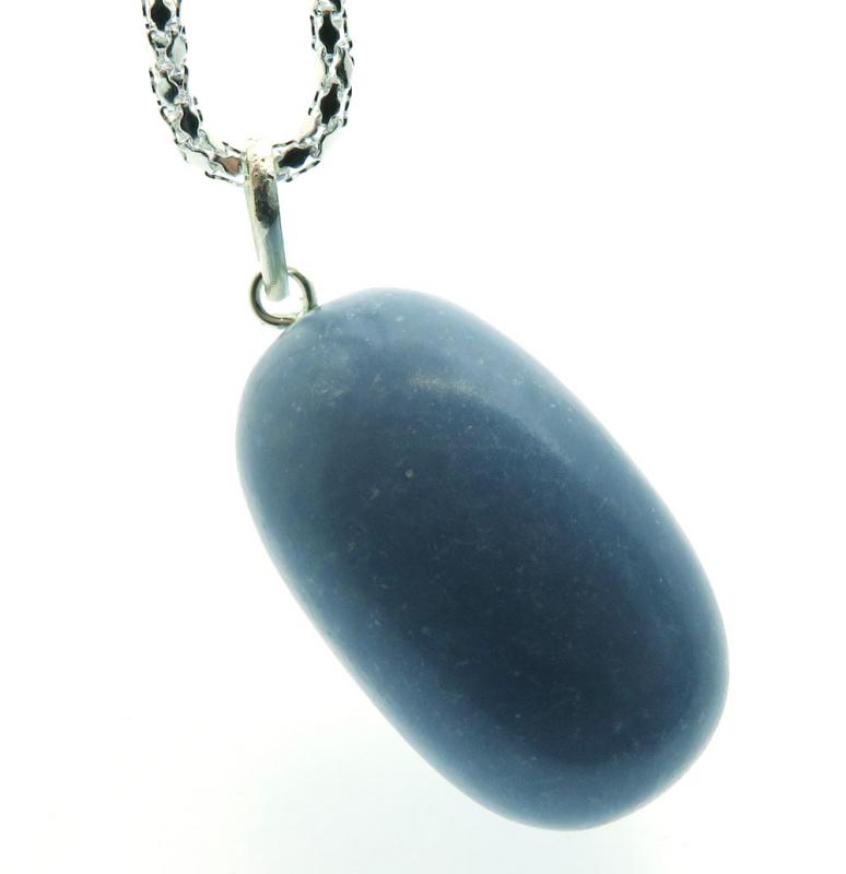 Polished Angelite Gemstone Pendant with Chain
