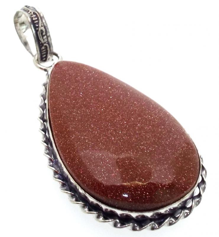 Goldstone Indian Silver Pendant 03