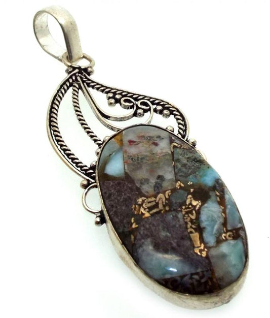 Mohave Turquoise Indian Silver Pendant 01