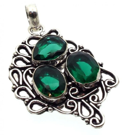 Diopside Indian Silver Pendant 01
