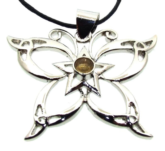 Citrine Metal Butterfly Pendant