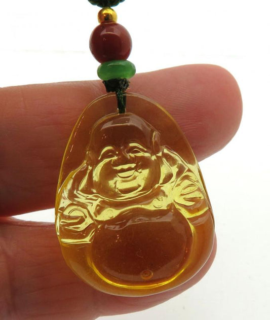 Amber Carved Buddha Pendant 01