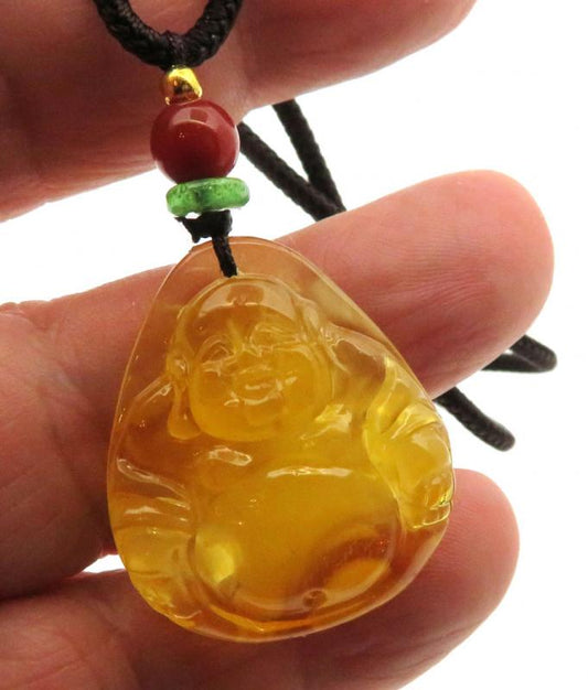 Amber Carved Buddha Pendant 02