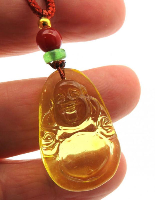 Amber Carved Buddha Pendant 05