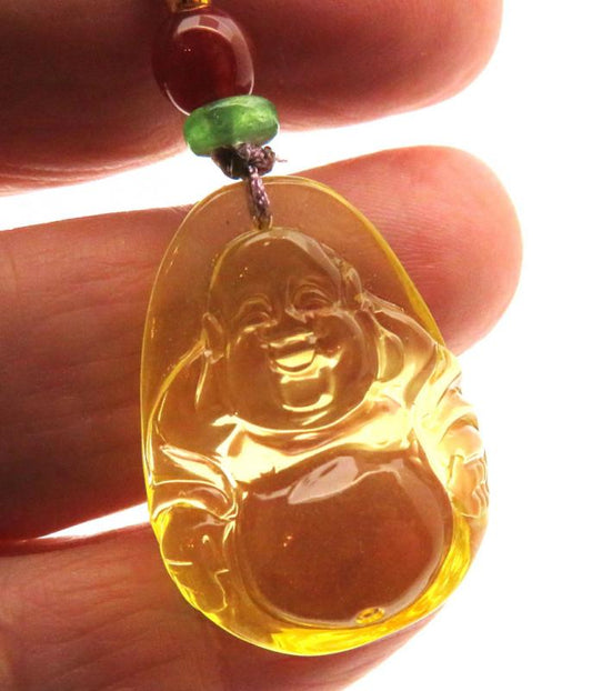 Amber Carved Buddha Pendant 07