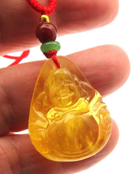 Amber Carved Buddha Pendant 08