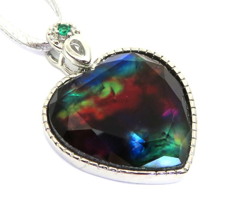 Ammolite Heart Gemstone Pendant
