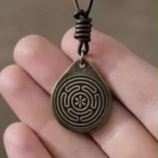 Vintage Brass Hecates Wheel Pendant