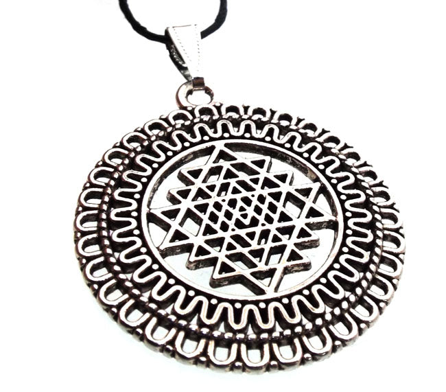 Silver Plated Sri Yantra Pendant