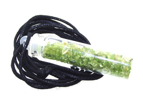 Peridot Gemstone Crystal Glass Bottle Pendant