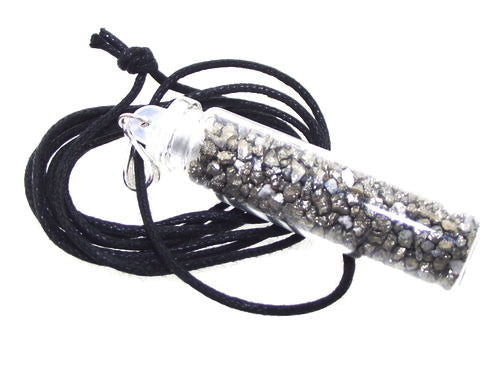 Pyrite Granules Glass Bottle Pendant