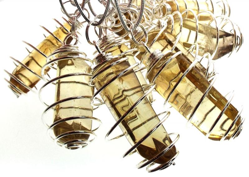 Natural Citrine Gemstone Spiral Pendant