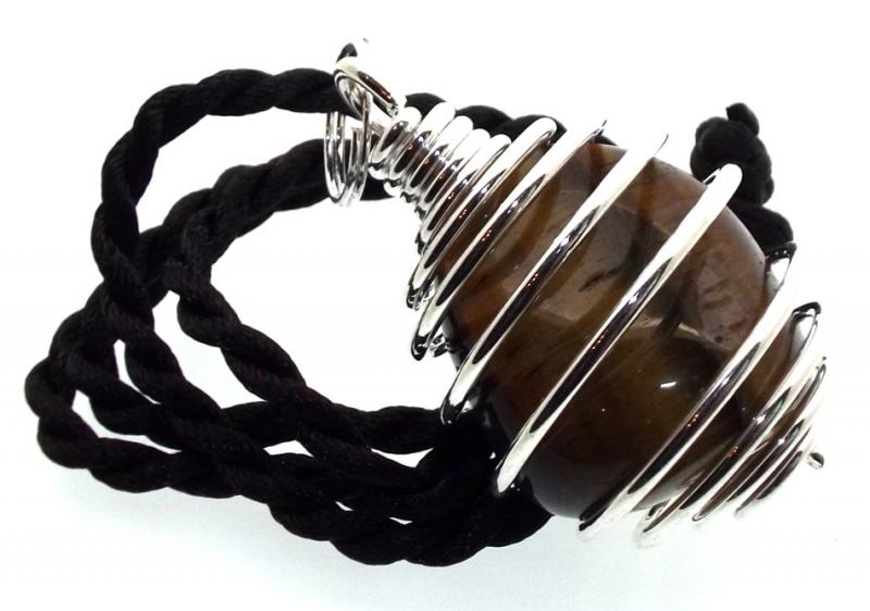 Tigers Eye Tumbled Gemstone Spiral Pendant