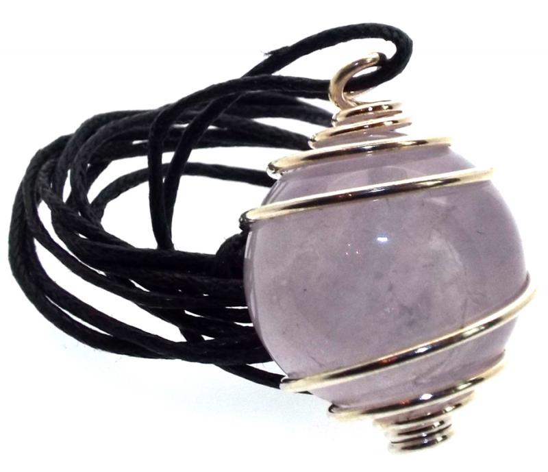 Lilac Amethyst Gemstone Sphere Spiral Pendant