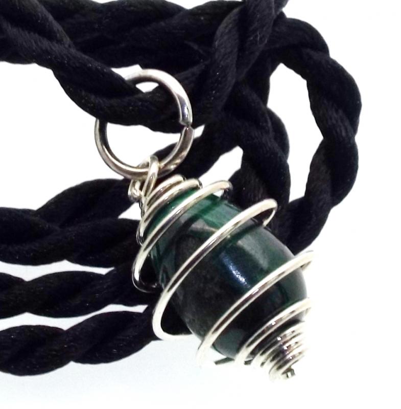 Malachite Small Gemstone Egg Spiral Pendant
