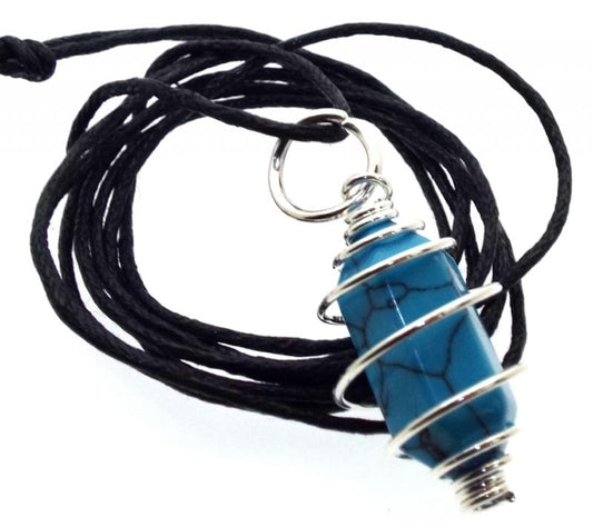 Turquoise Howlite Mini Double Terminated Point Spiral Pendant