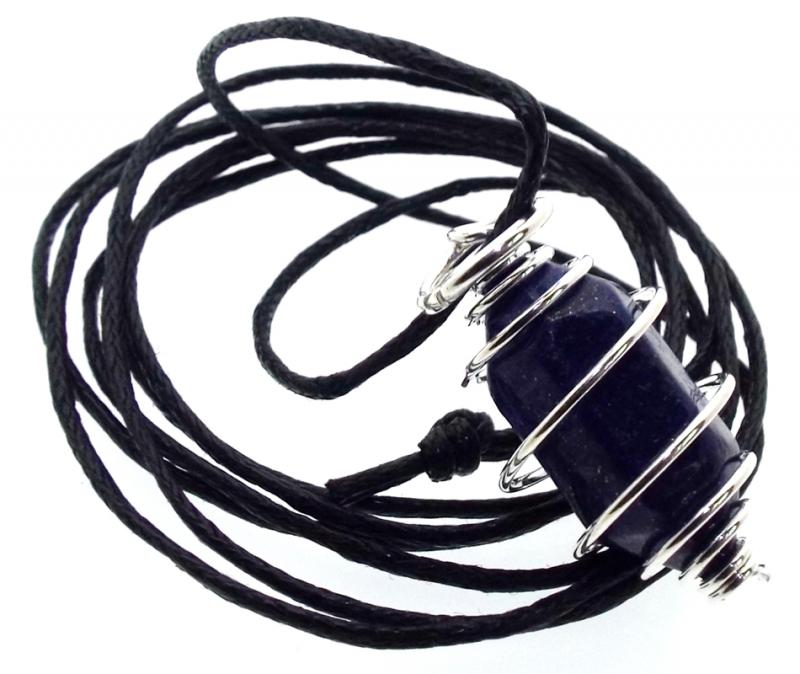 Lapis Lazuli Mini Double Terminated Point Spiral Pendant