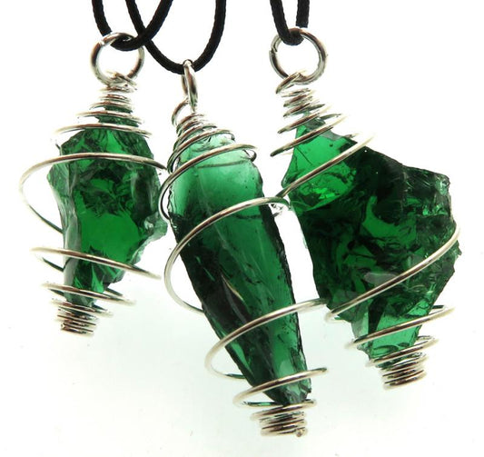Emerald Green Monatomic Andara Spiral Pendant